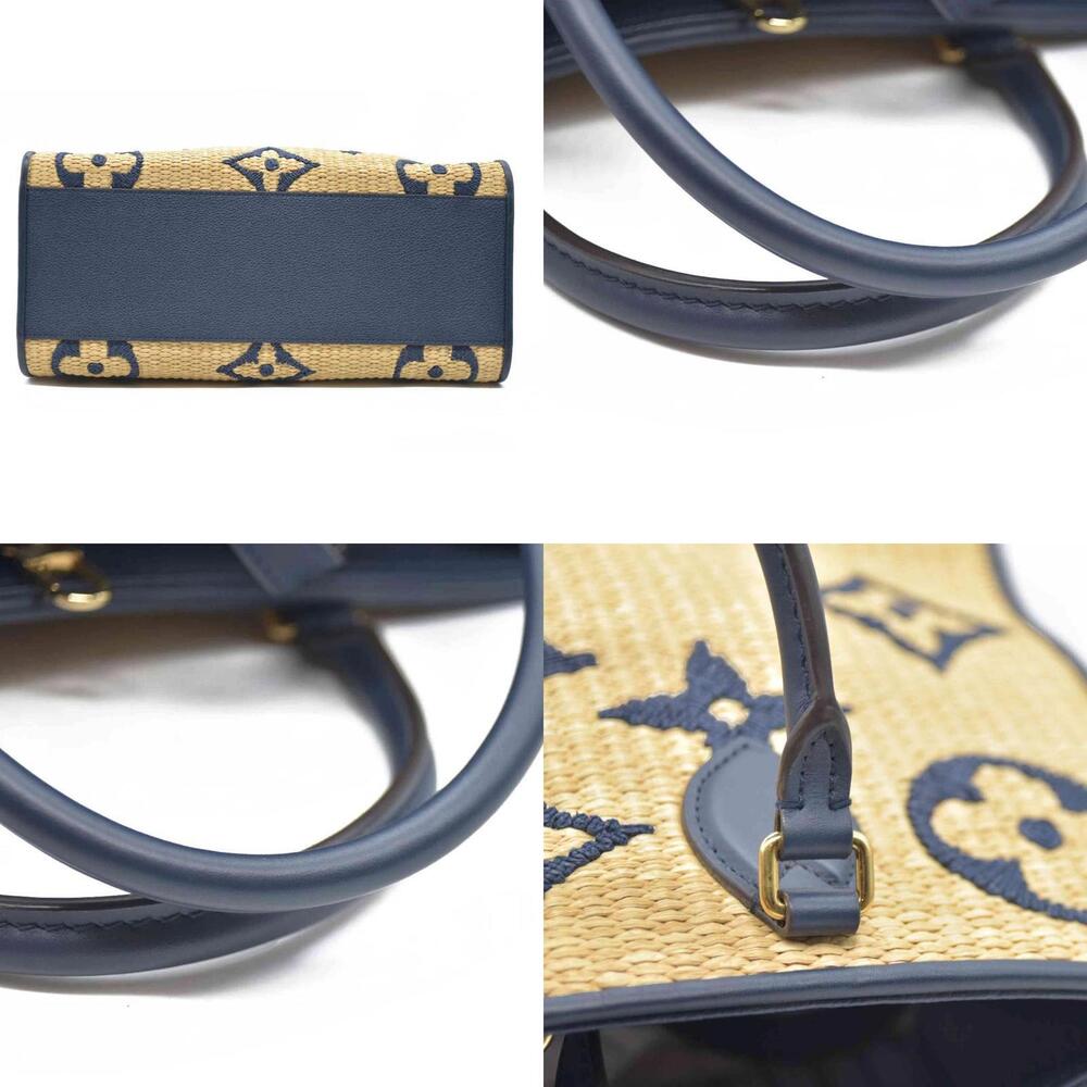 Louis Vuitton Raffia Calfskin Monogram Giant Onthego MM Blue - Picture 4 of 15